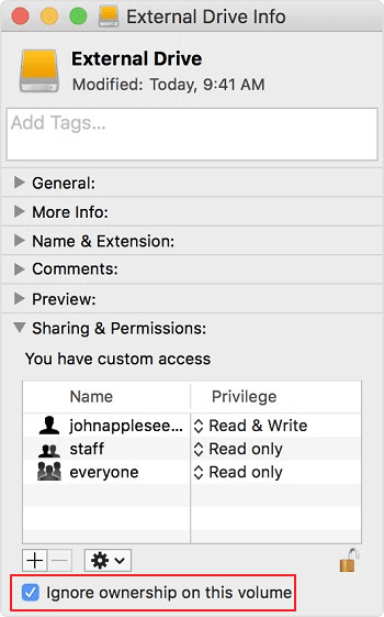 Eigentum auf dem Mac ignorieren