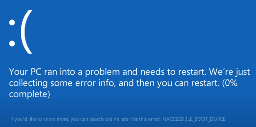 Fehler INACCESSIBLE_BOOT_DEVICE in Windows 10