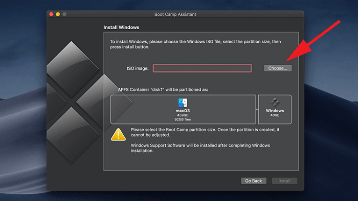 die heruntergeladene ISO-Datei auswählen