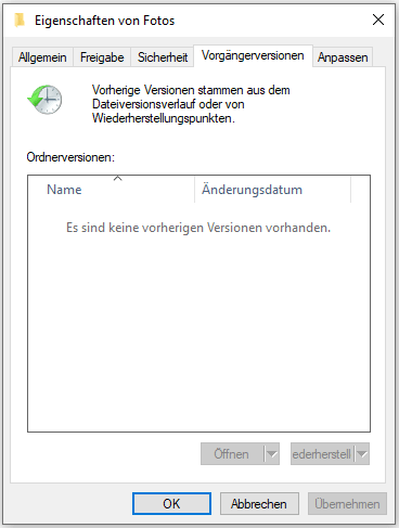 gelöschte Dateien aus früheren Versionen wiederherstellen