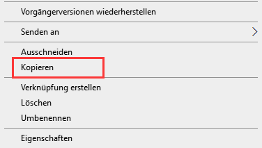 Daten unter Windows per Maustaste kopieren und Einfügen