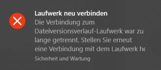 Die Verbindung Zum Dateiversionsverlauf Laufwerk War Zu Lange Getrennt www.easeus.de