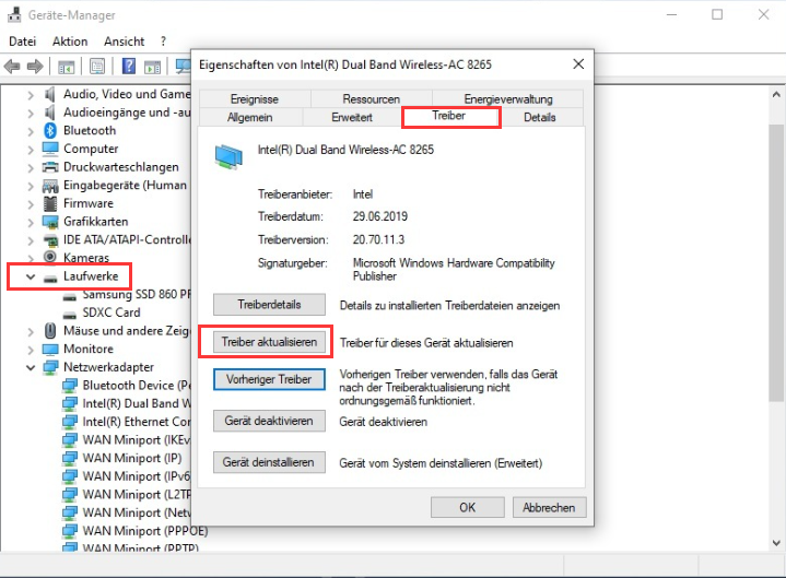 Treiber prüfen und aktualisieren