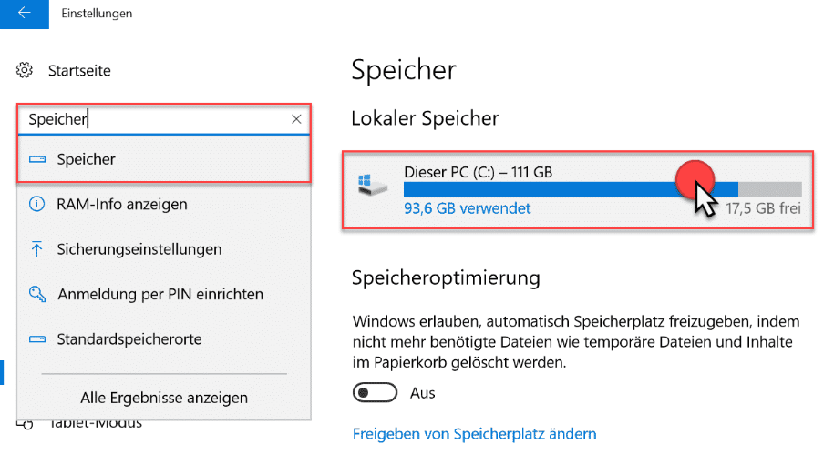 diesen PC auswählen