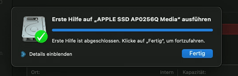 Klicken Sie auf Fertig, um die Reparatur zu beenden