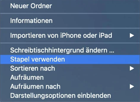 fehlende Schreibtisch-Dateien mit Stapel finden