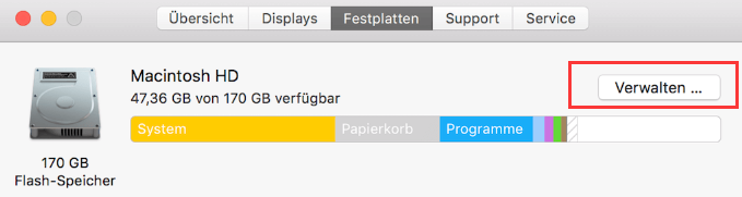 Speicherung auf dem Mac