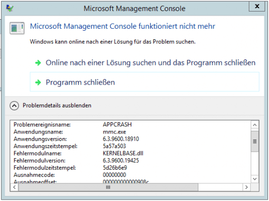 mmc.exe funktioniert nicht
