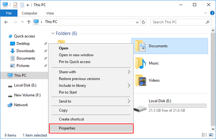 Eigenschaften öffnen