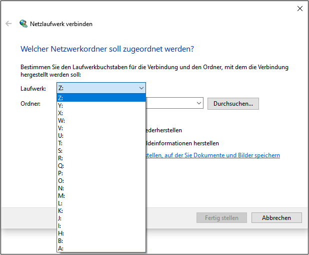 Netzlaufwerk verbinden - Schritt 2