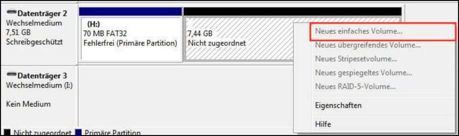 Neues einfaches Volumen ist in Windows 10/8/7 ausgegraut.