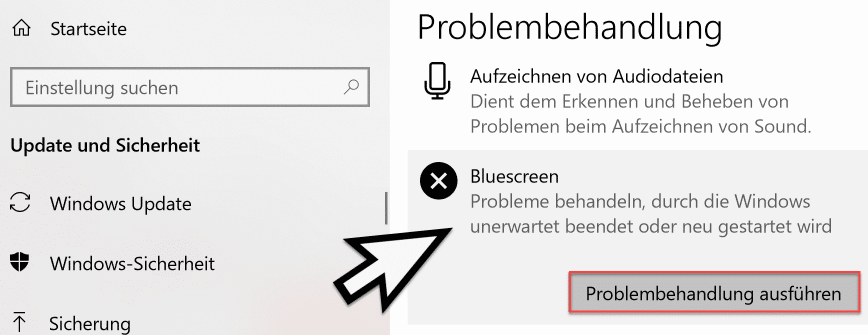 Bluescreen Problembehandlung ausführen