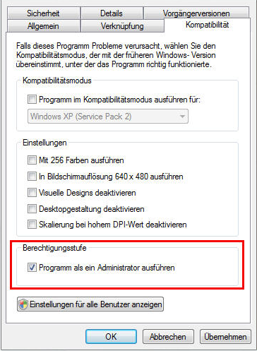 Programm als Administrator ausführen