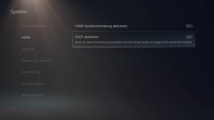 HCDP auf PS5 deaktivieren