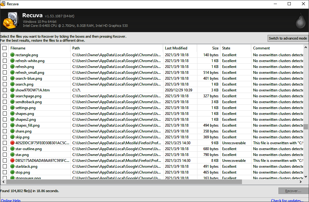 beste Datenrettungssoftware für Windows 11 - Recuva