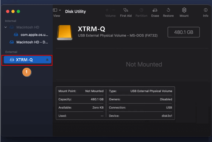 Externe Festplatte auswählen