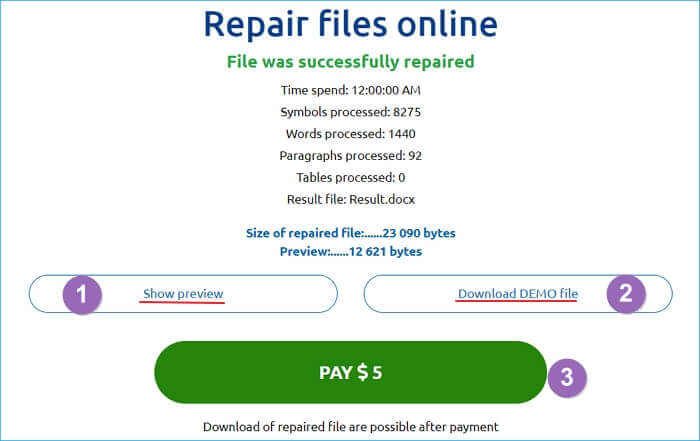 Die beschädigte Word-Datei mit dem Online-Dateireparatur-Tool reparieren - Schritt 4
