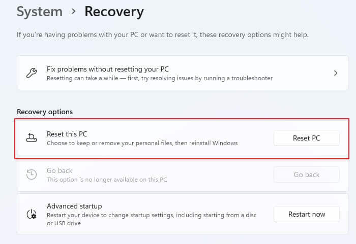 Diesen PC zurücksetzen