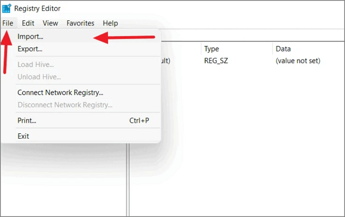 Wiederherstellung einer Backup-Registrierungsdatei - Schritt 3