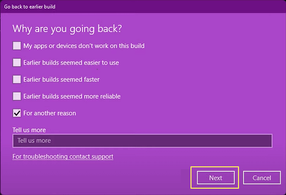 Windows 11 auf Windows 10 zurücksetzen - Schritt 3.