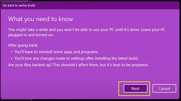 Windows 11 auf Windows 10 zurücksetzen - Schritt 5