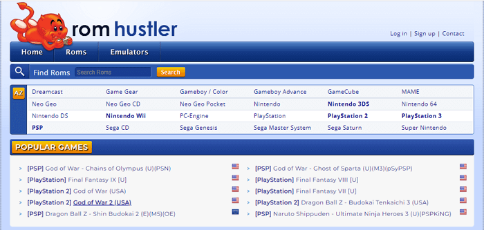 Startseite von Romhustler