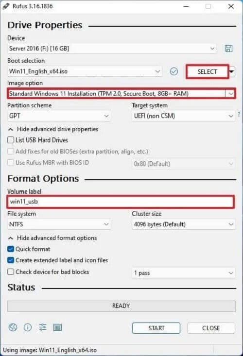 Windows 11 mit Rufus installieren