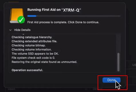Nicht angezeigte externe Festplatte mit First Aid reparieren