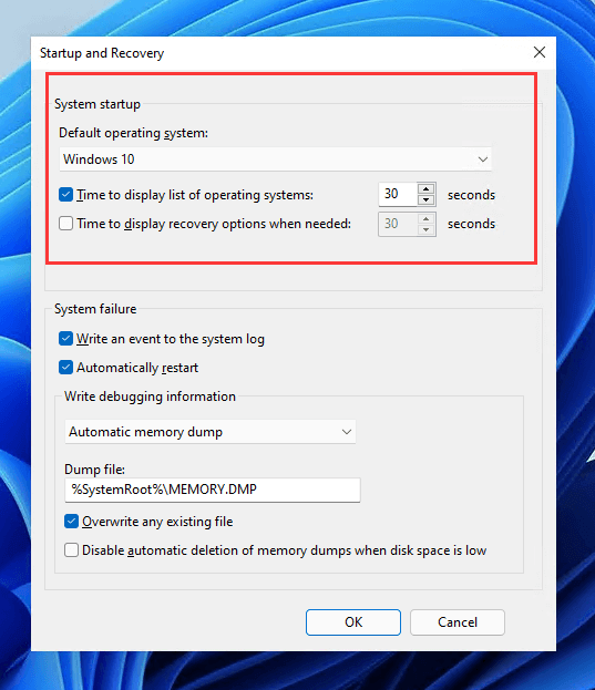 Das Standardbetriebssystem für den Start festlegen - Schritt 3