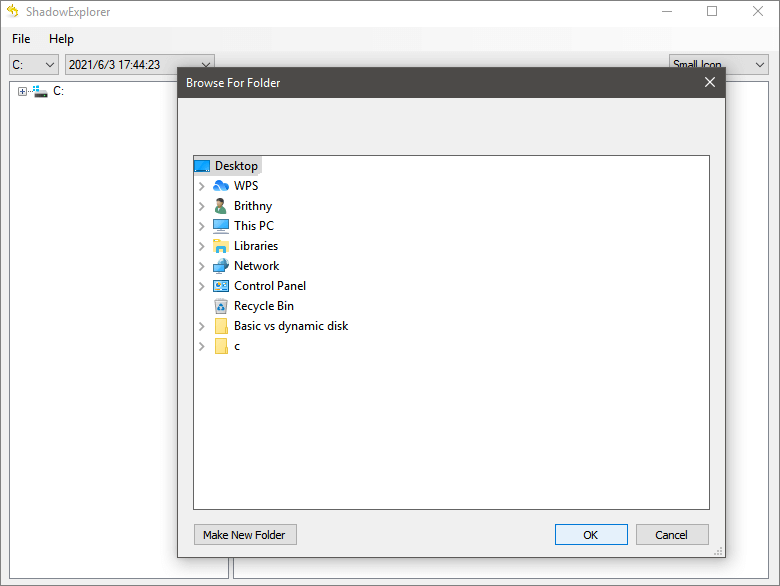 Speicherort für die wiederhergestellten Dateien auswählen