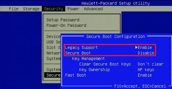 Sicheren Start deaktivieren