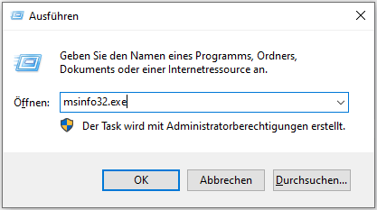 Systeminformationen öffnen