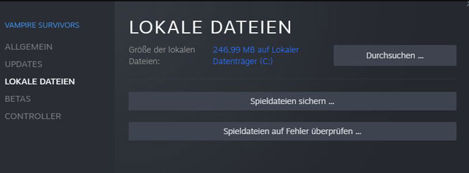 Spieledateien auf Fehler überprüfen