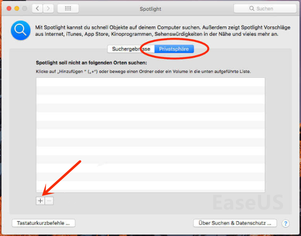 Klicken Sie auf Privatsphäre