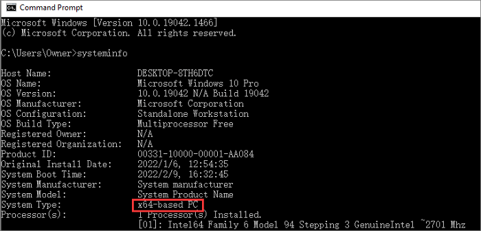 Systemtyp in cmd überprüfen