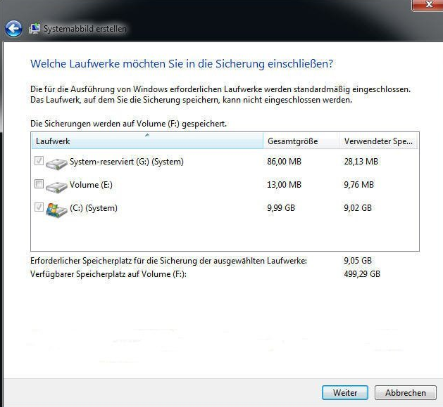 ein Systemabbild erstellen Schritt 4