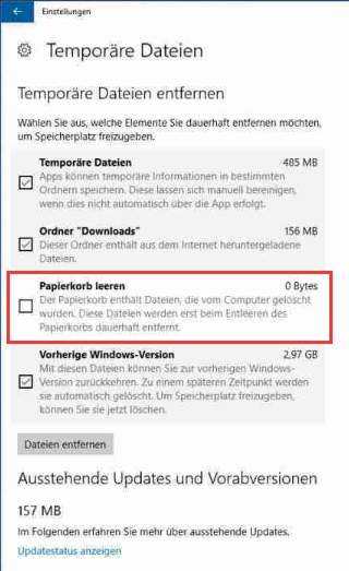 Papierkorb selbst leeren