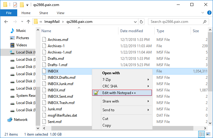 Thunderbird Inbox Datei öffnen
