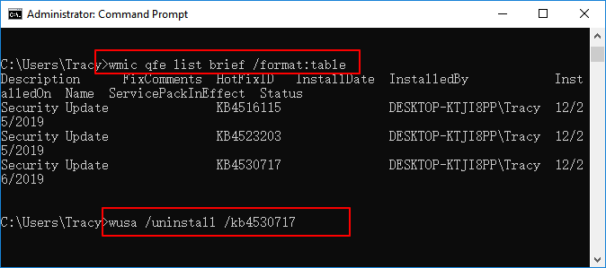 Windows 10 Update mit CMD oder PowerShell deinstallieren