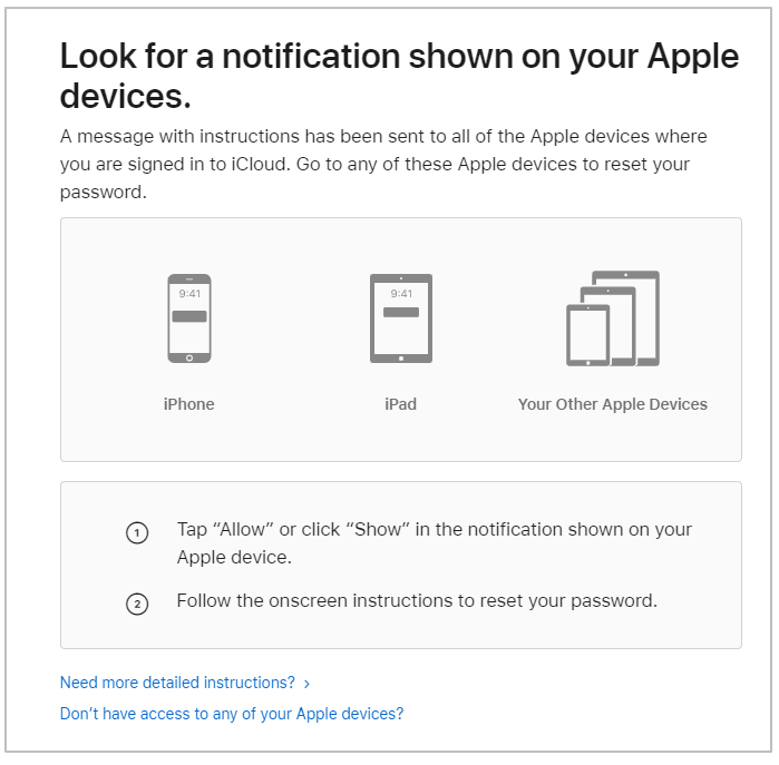 Passwort über den iForgot-Dienst ändern