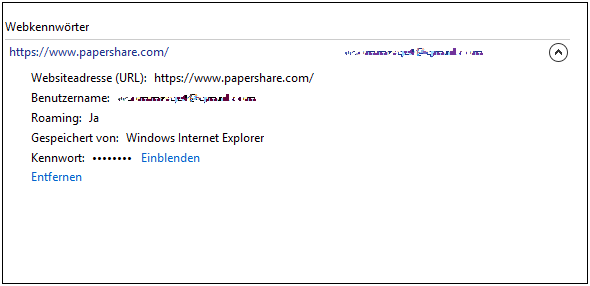 Webkennwörter anzeigen