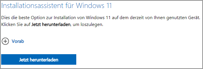 Installationsassistent für Windows 11 herunterladen