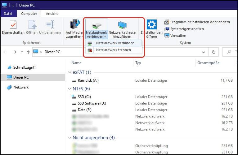 Netzlaufwerk unter Windows 11 zuordnen