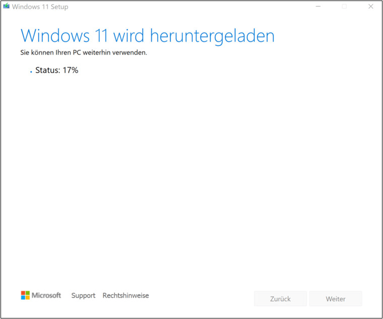 Windows 11 wird heruntergeladen