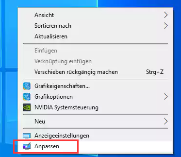 wählen Sie anpassen
