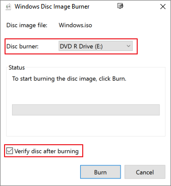 Windows Disc Image Burner