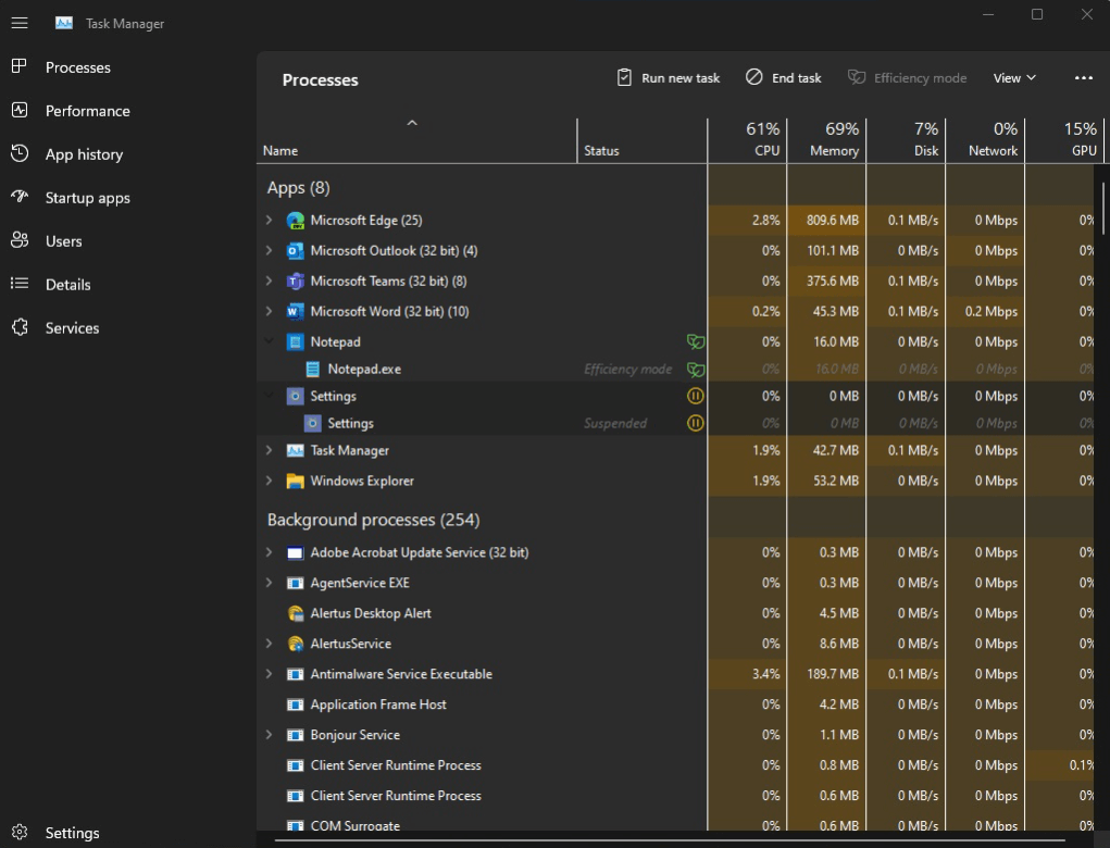 Windows-Effizienzmodus 