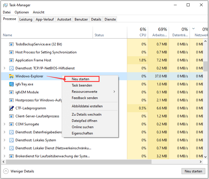 Windows Explorer in Windows 11/10/8/7 neu starten