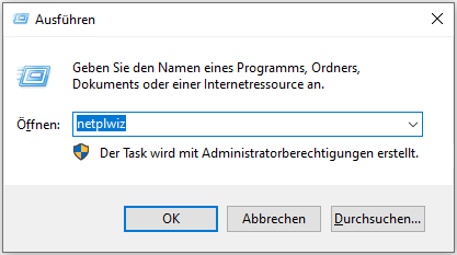 Das Anmeldepasswort durch die Änderung der Einstellungen entfernen - Schritt 1