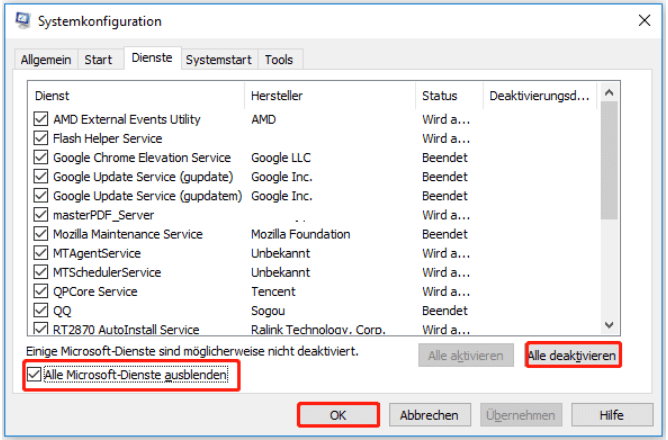 Den Dateisystemfehler -805305975 im sauberen Startzustand beheben